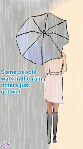 Woman With Umbrella Some People Walk In Rain