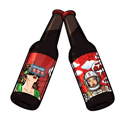 Woman With VR Headset and Beer
