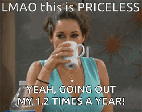 Woman with Water Bottle and Glass LMAO Priceless