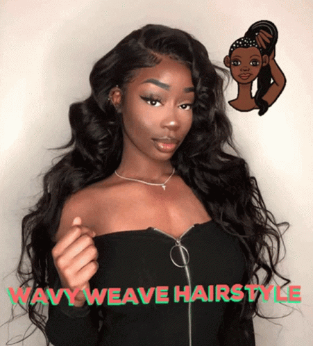 Woman with Wavy Hair and Black Top