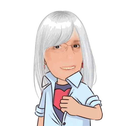 Woman With White Hair and Glasses Holding Red Heart