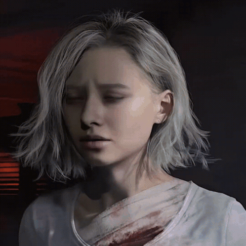 Woman With White Hair Bloody Chest Wound