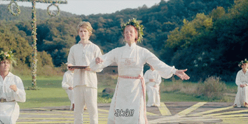 Woman With Wreath Dancing Says Skal GIF