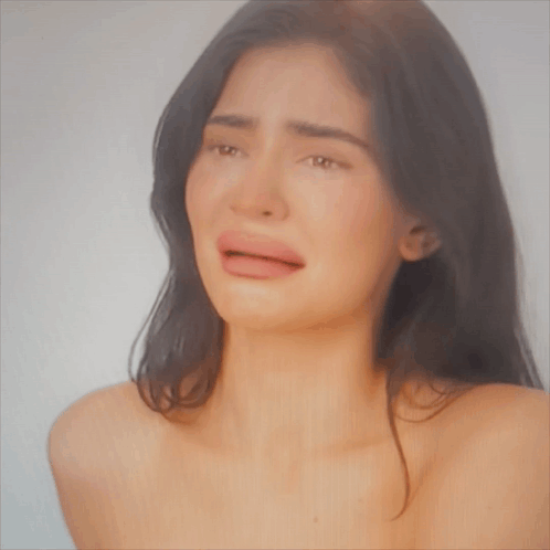 Woman Without Shirt Crying Mouth Open GIF