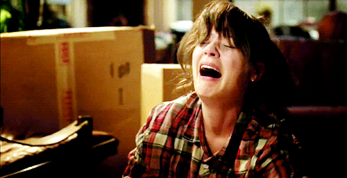 Woman Without Shirt Crying With Mouth Open GIF