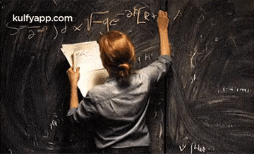 Woman Writing On Blackboard With Chalk GIF
