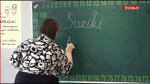 Woman Writing Sreeki On Blackboard GIF