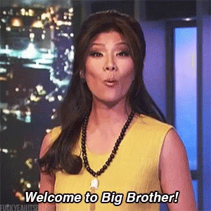 Woman Yellow Dress Saying Welcome Big Brother