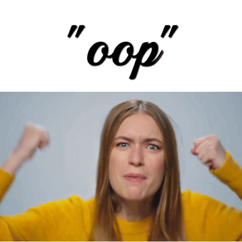 Woman Yellow Sweater Funny Face Oops Sign