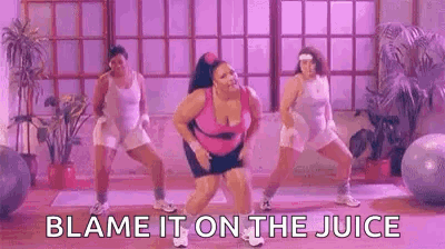Women Dancing in Gym Blame It on the Juice