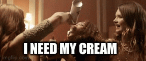 Women Drinking From Cups Saying I Need My Cream GIF