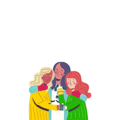 Women Hugging in Sweater Weather