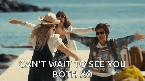 Women Hugging on Dock Saying Cant Wait To See You