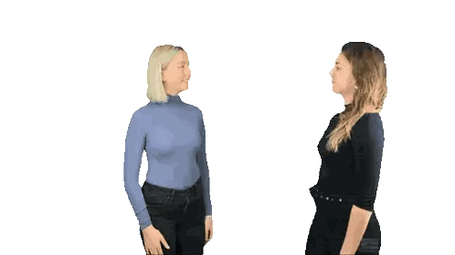 Women in Blue Turtleneck and Black Top