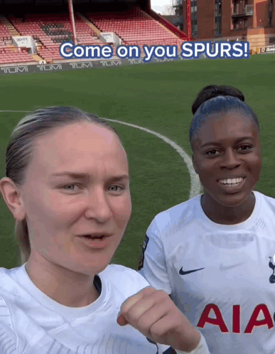 Women on Soccer Field Come On You Spurs