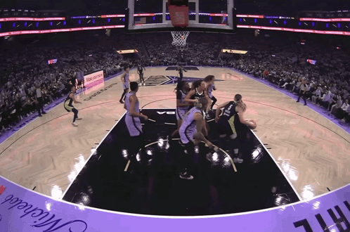 Women's Basketball Game In Stadium Saying Michelle GIF