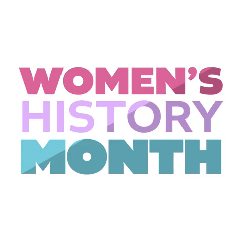 Women's History Month Logo In Pink And Blue Letters GIF
