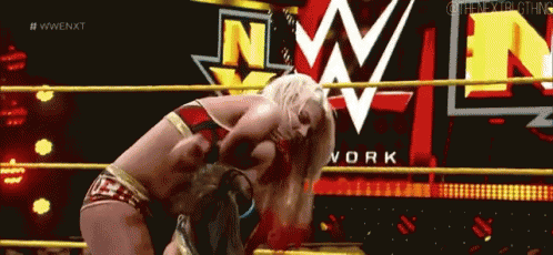 Women Wrestling In Ring With WWE Logo GIF