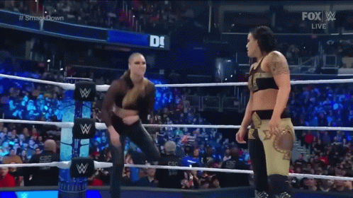 Women Wrestling Ring Gold Belt GIF