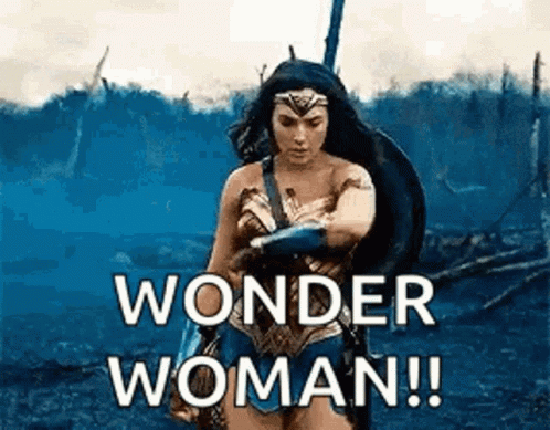 Wonder Woman Holding Shield and Sword in Field