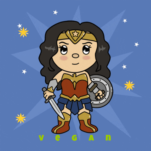 Wonder Woman Holding Sword and Shield Vegan