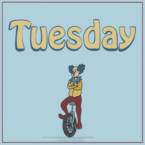 Wonderful Tuesday Clown Riding Unicycle GIF