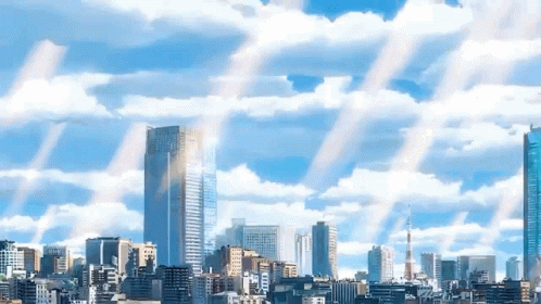Wonderful Weather In Anime City GIF