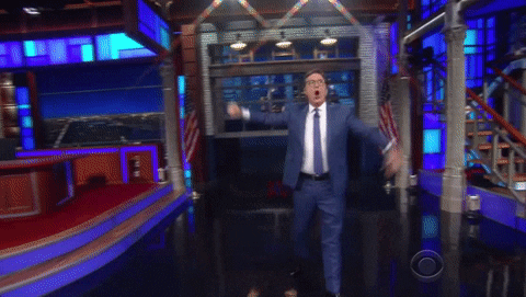 Woo Grand Entrance Stephen Colbert GIF