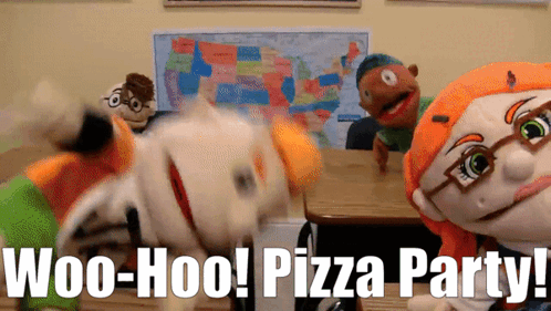 Woo Hoo Pizza Party Puppets GIF