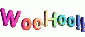Woo Hoo Rainbow Letters GIF
