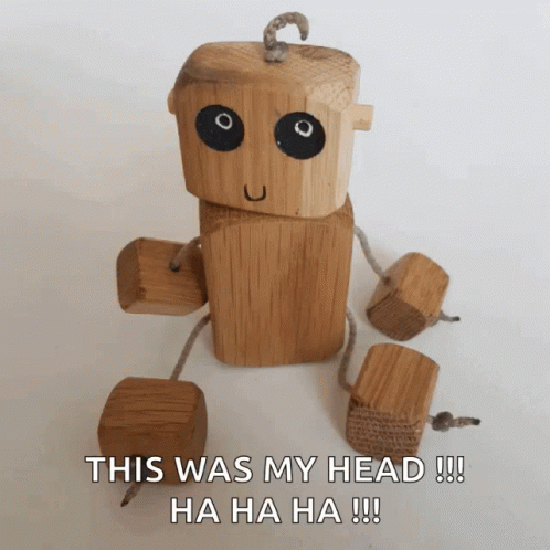 Wood Toy Head Rotate GIF