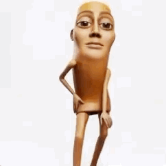 Wooden Man Statue with Long Head and Legs