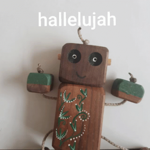 Wooden Robot Dancing Hallelujah GIF