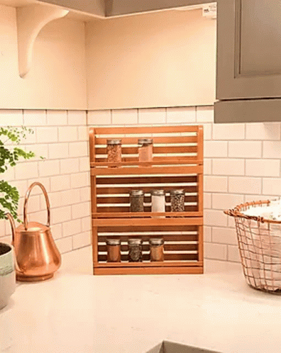 Wooden Spice Rack with Jars