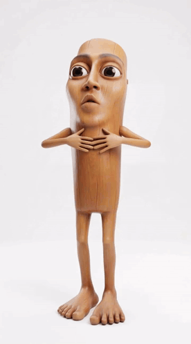Wooden Statue Man With Big Eyes and Legs