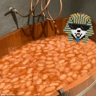 Wooden Tub Filled With Baked Beans