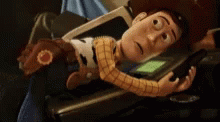 Scared Sad Woody Hugging Phone GIF