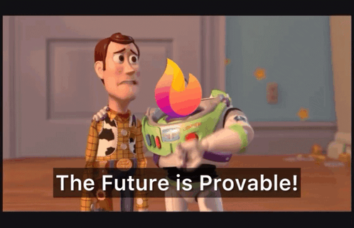 Woody And Buzz Lightyear From Toy Story Are Standing Next To Each Other With The Caption The Future Is Provable GIF