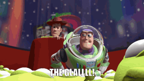 Woody And Buzz Lightyear From Toy Story Saying The Cllalll GIF