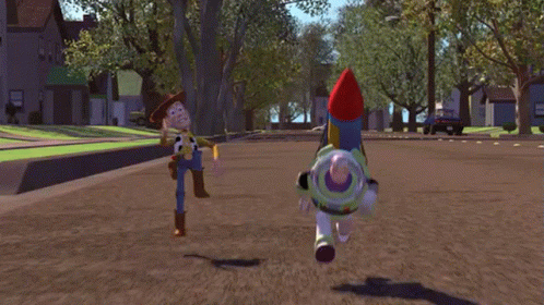 Woody and Buzz Lightyear Running