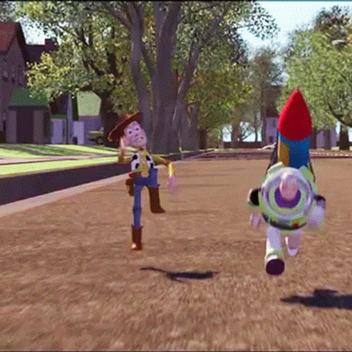 Woody and Buzz Lightyear Running