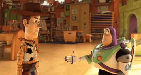 Woody and Buzz Lightyear Shaking Hands