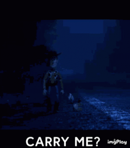 Woody and Forky Walking on Dark Road