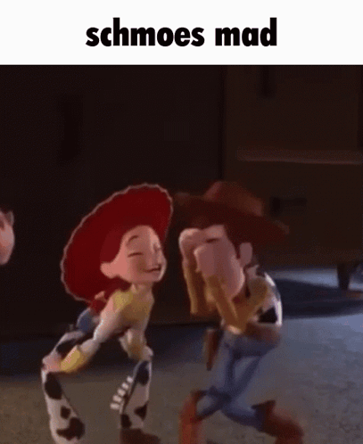 Woody And Jessie From Toy Story Are Dancing Together In A Dark Room . GIF