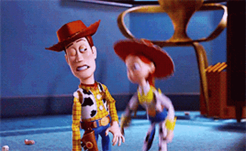 Woody And Jessie Standing Next To Each Other GIF
