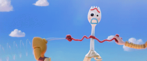 Woody From Toy Story Stands Next To Buzz Lightyear And Forky GIF