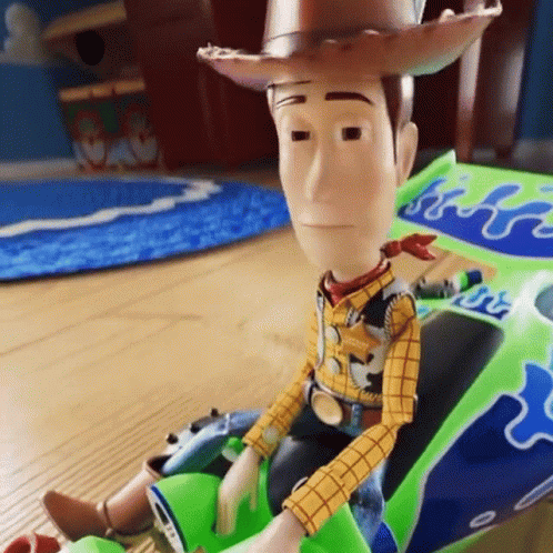 Woody Sitting in Green Car