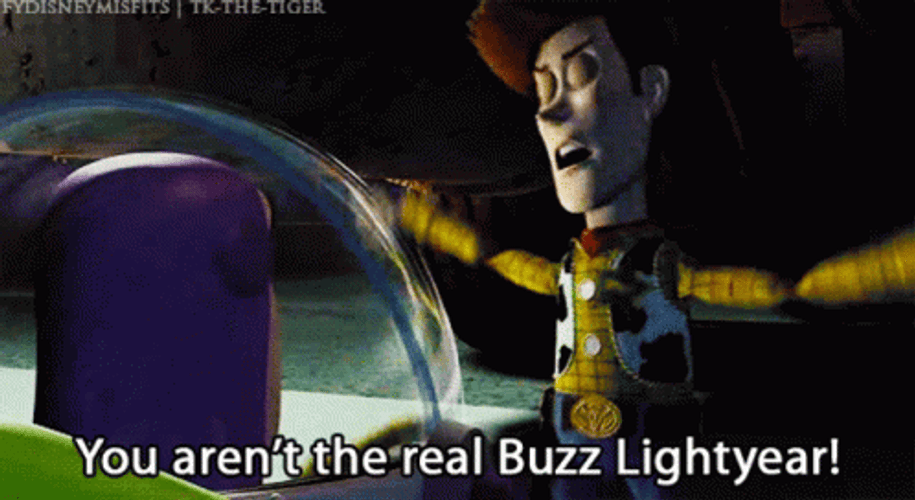 Woody Told Buzz Lightyear Impostor GIF