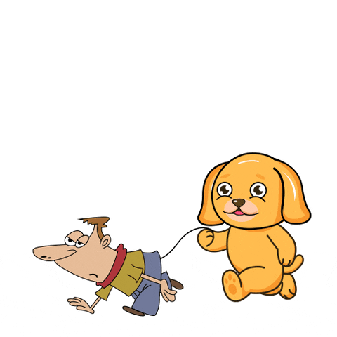 Woof Dog Walking Human GIF