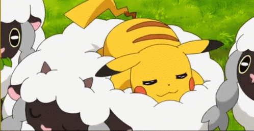 Pikachu Sleep On The Back Of Wooloo GIF